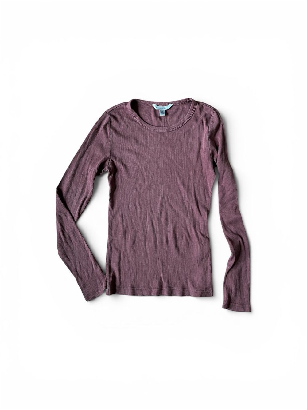 Banana Republic Ribbed Long Sleeve Tee in Dusty Mauve